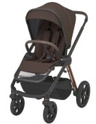 Espiro Carucior 2 in 1 pentru copii Miloo 2.0 Excellent Chocolate cu sezut reversibil suport reglabil pentru picioare bara detasabila greutate admisa 22 kg