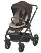 Espiro Carucior 2 in 1 pentru copii Miloo 2.0 Excellent Chocolate cu sezut reversibil suport reglabil pentru picioare bara detasabila greutate admisa 22 kg