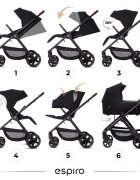 Espiro Carucior 2 in 1 pentru copii Only Stylish Black cu toate accesoriile incluse