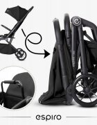Espiro Carucior pentru copii Else Black 0-22 kg pliabil cu suspensii spatar reglabil suport pentru picioare reglabil si husa pentru picioare