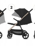 Espiro Carucior pentru copii Pearl Champagne 0-22 kg pliabil cu suspensii maner reglabil spatar reglabil suport pentru pahar si husa pentru picioare