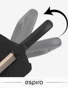 Espiro Carucior pentru copii Pearl Champagne 0-22 kg pliabil cu suspensii maner reglabil spatar reglabil suport pentru pahar si husa pentru picioare