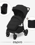 Espiro Carucior pentru copii Wave Pro Beige 0-22 kg pliabil cu suspensii spatar reglabil husa pentru picioare si geanta