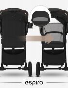 Espiro Carucior pentru copii Wave Pro Beige 0-22 kg pliabil cu suspensii spatar reglabil husa pentru picioare si geanta