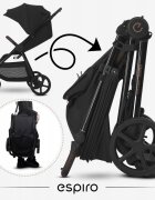 Espiro Carucior pentru copii Wave Pro Beige 0-22 kg pliabil cu suspensii spatar reglabil husa pentru picioare si geanta
