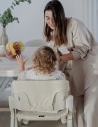 Espiro Scaun de masa pentru copii Allure Beige pliabil cu centura de siguranta in 5 puncte bara de protectie ergonomica reglare sezut in 5 pozitii tava dubla detasabila si suport pentru picioare reglabil