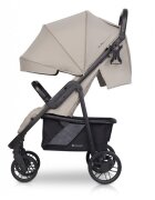 Euro-Cart Carucior pentru copii Flex omologat pana la 22 kg Fossil Black Edition cu cadru de aluminiu roti cu suspensii echipat cu husa de picioruse groasa pelerina de ploaie si suport pentru biberon