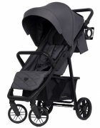 Euro-Cart Carucior pentru copii Flex omologat pana la 22 kg Iron Black Edition cu cadru de aluminiu roti cu suspensii echipat cu husa de picioruse groasa pelerina de ploaie si suport pentru biberon