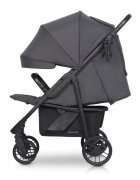 Euro-Cart Carucior pentru copii Flex omologat pana la 22 kg Iron Black Edition cu cadru de aluminiu roti cu suspensii echipat cu husa de picioruse groasa pelerina de ploaie si suport pentru biberon