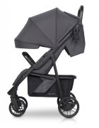 Euro-Cart Carucior pentru copii Flex omologat pana la 22 kg Iron Black Edition cu cadru de aluminiu roti cu suspensii echipat cu husa de picioruse groasa pelerina de ploaie si suport pentru biberon