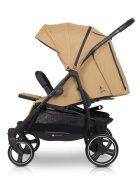 Euro-Cart Carucior pentru gemeni Euro Cart Doblo cu Spatar si Suport pentru picioare reglabile individual copertina reglabila husa calduroasa pentru picioare frana actionata prin pedala de la nastere pana la 22 kg Camel