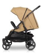 Euro-Cart Carucior pentru gemeni Euro Cart Doblo cu Spatar si Suport pentru picioare reglabile individual copertina reglabila husa calduroasa pentru picioare frana actionata prin pedala de la nastere pana la 22 kg Camel