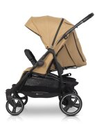 Euro-Cart Carucior pentru gemeni Euro Cart Doblo cu Spatar si Suport pentru picioare reglabile individual copertina reglabila husa calduroasa pentru picioare frana actionata prin pedala de la nastere pana la 22 kg Camel