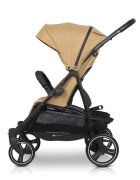 Euro-Cart Carucior pentru gemeni Euro Cart Doblo cu Spatar si Suport pentru picioare reglabile individual copertina reglabila husa calduroasa pentru picioare frana actionata prin pedala de la nastere pana la 22 kg Camel