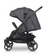 Euro-Cart Carucior pentru gemeni Euro Cart Doblo cu Spatar si Suport pentru picioare reglabile individual copertina reglabila husa calduroasa pentru picioare frana actionata prin pedala de la nastere pana la 22 kg Iron