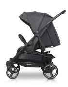 Euro-Cart Carucior pentru gemeni Euro Cart Doblo cu Spatar si Suport pentru picioare reglabile individual copertina reglabila husa calduroasa pentru picioare frana actionata prin pedala de la nastere pana la 22 kg Iron