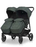 Euro-Cart Carucior pentru gemeni Euro Cart Doblo cu Spatar si Suport pentru picioare reglabile individual copertina reglabila husa calduroasa pentru picioare frana actionata prin pedala de la nastere pana la 22 kg Jungle