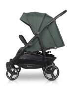 Euro-Cart Carucior pentru gemeni Euro Cart Doblo cu Spatar si Suport pentru picioare reglabile individual copertina reglabila husa calduroasa pentru picioare frana actionata prin pedala de la nastere pana la 22 kg Jungle