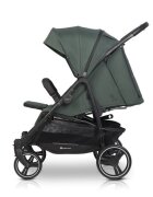 Euro-Cart Carucior pentru gemeni Euro Cart Doblo cu Spatar si Suport pentru picioare reglabile individual copertina reglabila husa calduroasa pentru picioare frana actionata prin pedala de la nastere pana la 22 kg Jungle