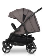 Euro-Cart Carucior pentru gemeni Euro Cart Doblo cu Spatar si Suport pentru picioare reglabile individual copertina reglabila husa calduroasa pentru picioare frana actionata prin pedala de la nastere pana la 22 kg Taupe