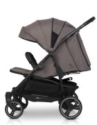 Euro-Cart Carucior pentru gemeni Euro Cart Doblo cu Spatar si Suport pentru picioare reglabile individual copertina reglabila husa calduroasa pentru picioare frana actionata prin pedala de la nastere pana la 22 kg Taupe
