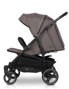 Euro-Cart Carucior pentru gemeni Euro Cart Doblo cu Spatar si Suport pentru picioare reglabile individual copertina reglabila husa calduroasa pentru picioare frana actionata prin pedala de la nastere pana la 22 kg Taupe