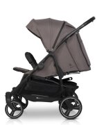 Euro-Cart Carucior pentru gemeni Euro Cart Doblo cu Spatar si Suport pentru picioare reglabile individual copertina reglabila husa calduroasa pentru picioare frana actionata prin pedala de la nastere pana la 22 kg Taupe