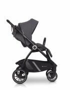 Euro-Cart Carucior pentru nou nascut Crox cu cadrul de aluminiu pliere compacta scaun reversibil cu 3 nivele de ajustare a spatarului capotina si husa de picioruse roti cu suspensii pana la 22 kg Iron