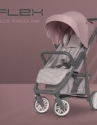Euro-Cart Carucior sport Flex Powder pink cadru de aluminiu roti cu suspensii spatar reglabil in 3 pozitii suport pentru biberon accesorii incluse
