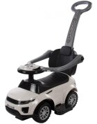 EuroBaby Masinuta copii de impins Range Rover 614W Alb cu suport de picioare maner detasabil bara de protectie compartiment pentru jucarii si volan cu melodii si lumini
