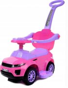 EuroBaby Masinuta copii de impins Range Rover 614W Roz cu suport de picioare maner detasabil bara de protectie compartiment pentru jucarii si volan cu melodii si lumini