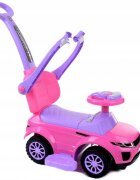 EuroBaby Masinuta copii de impins Range Rover 614W Roz cu suport de picioare maner detasabil bara de protectie compartiment pentru jucarii si volan cu melodii si lumini