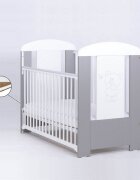 Eurogloria Patut pentru copii Bear Culisant Silver + Saltea Cocos 8 Cm