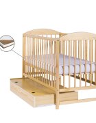 Eurogloria Patut pentru copii Lulaya cu sertar Natur + Saltea Cocos 8 Cm