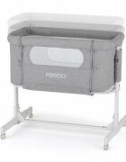 Feedo Patut co-sleeper 2 in 1 Gri pliabil reglabil in 5 pozitii cu laterala detasabila roti greutate suportata 9 kg 0-5 luni