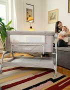 Feedo Patut co-sleeper Gri cu sistem de leganare inaltime ajustabila pana la 57-69 cm sustine pana la 9 kg 0 luni+