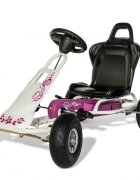 Ferbedo Kart Air Runner Flower alb scaun ajustabil functie free-wheel roti pneumatice frana de mana volan cu sunete 102 X 60 X h64 cm