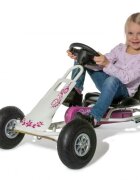 Ferbedo Kart Air Runner Flower alb scaun ajustabil functie free-wheel roti pneumatice frana de mana volan cu sunete 102 X 60 X h64 cm
