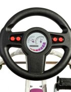 Ferbedo Kart Air Runner Flower alb scaun ajustabil functie free-wheel roti pneumatice frana de mana volan cu sunete 102 X 60 X h64 cm