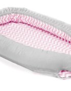 FILLIKID Baby nest culcus saltea si protectie de pat detasabila 90x40 cm pink