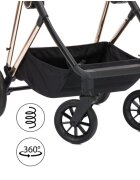 FILLIKID Carucior 2 in 1 pentru copii Fill Elix Black transformabil reversibil cu spatar reglabil si suspensii husa pentru picioare inclusa