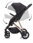 FILLIKID Carucior 2 in 1 pentru copii Fill Elix Black transformabil reversibil cu spatar reglabil si suspensii husa pentru picioare inclusa