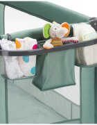 FILLIKID Patut pliabil pentru copii Capri Green cu saltea de infasat organizator carusel muzical intrare laterala cu fermoar