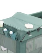 FILLIKID Patut pliabil pentru copii Capri Green cu saltea de infasat organizator carusel muzical intrare laterala cu fermoar