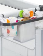 FILLIKID Patut pliabil pentru copii Capri Grey cu saltea de infasat organizator carusel muzical intrare laterala cu fermoar
