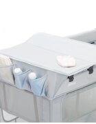 FILLIKID Patut pliabil pentru copii Capri Grey cu saltea de infasat organizator carusel muzical intrare laterala cu fermoar