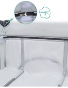 FILLIKID Patut pliabil pentru copii Capri Grey cu saltea de infasat organizator carusel muzical intrare laterala cu fermoar