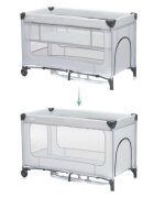 FILLIKID Patut pliabil pentru copii Capri Grey cu saltea de infasat organizator carusel muzical intrare laterala cu fermoar
