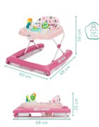 FILLIKID Premergator pentru copii Pink cu jucarie opritor de siguranta reglabil pe incaltime si pliabil