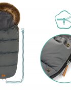 FILLIKID Sac de iarna cu guler blanita detasabil pentru carucior grey 100x50 cm